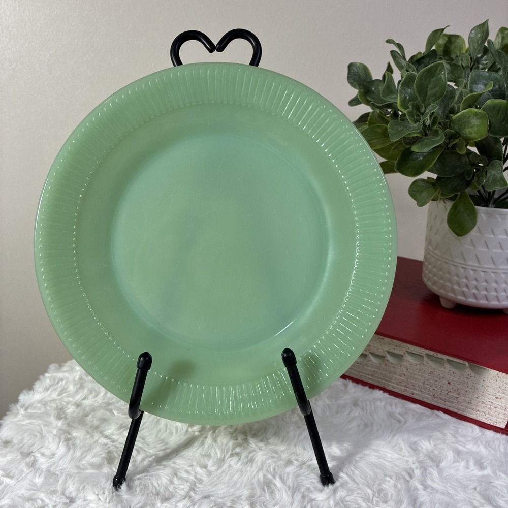 Fire King JADEITE Jane Ray Ribbed 9" DINNER PLATE VTG Marked OVEN Replacement